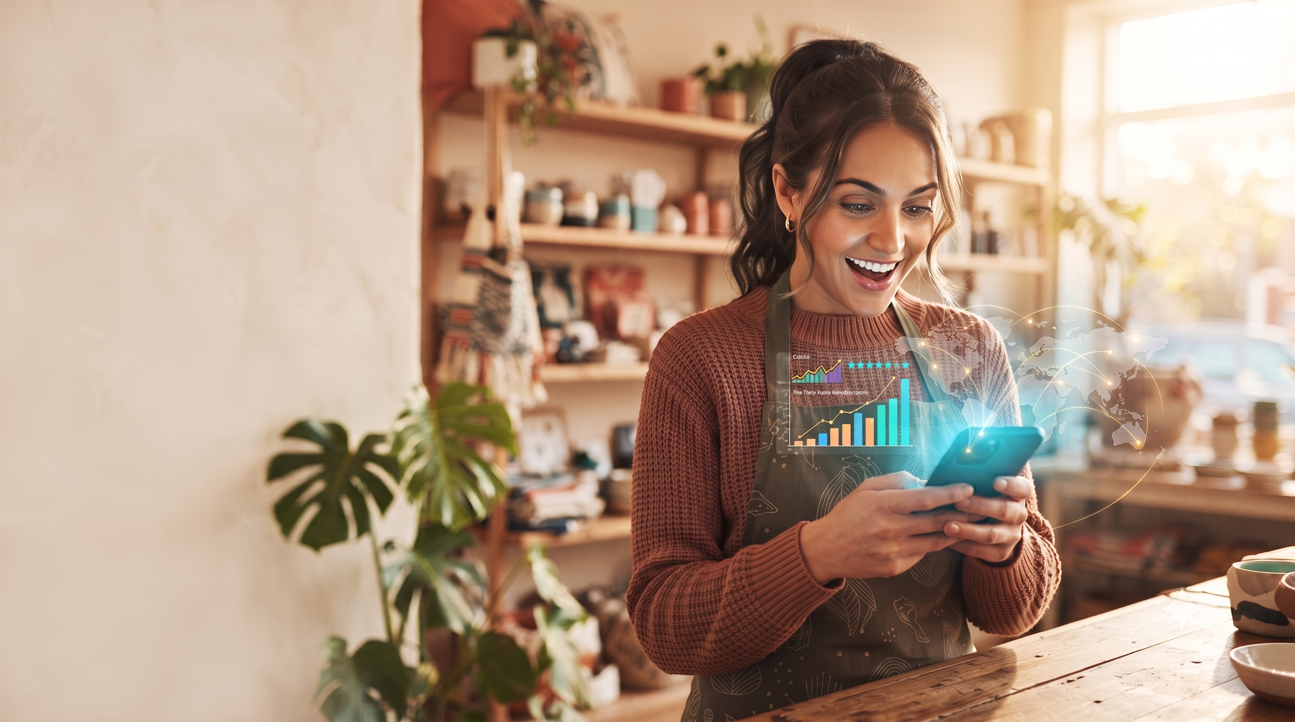 Small business owner in Delhi NCR managing her online presence on a tablet